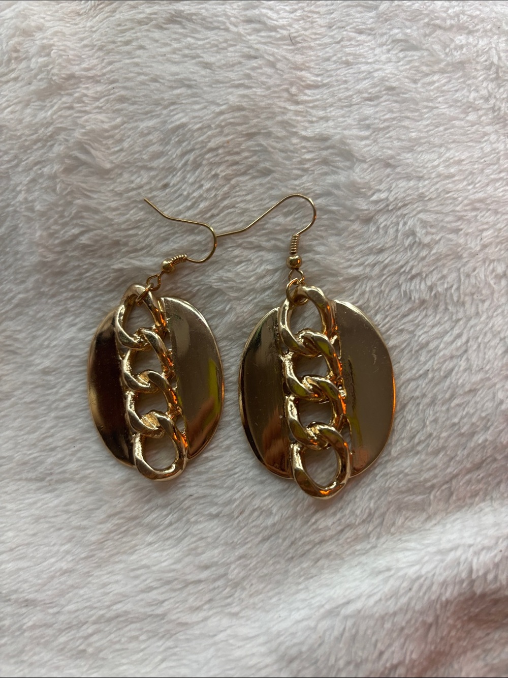 80s Gold Chain Link Disc Drop Earrings